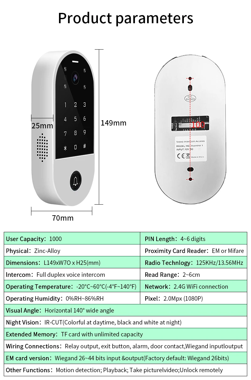 apartment intercom system Video Intercom Access Control System Tuya Smart App& Smartlife APP WIFI Door Peep Camera Intercom For Home Door Remotely Control aiphone intercom system