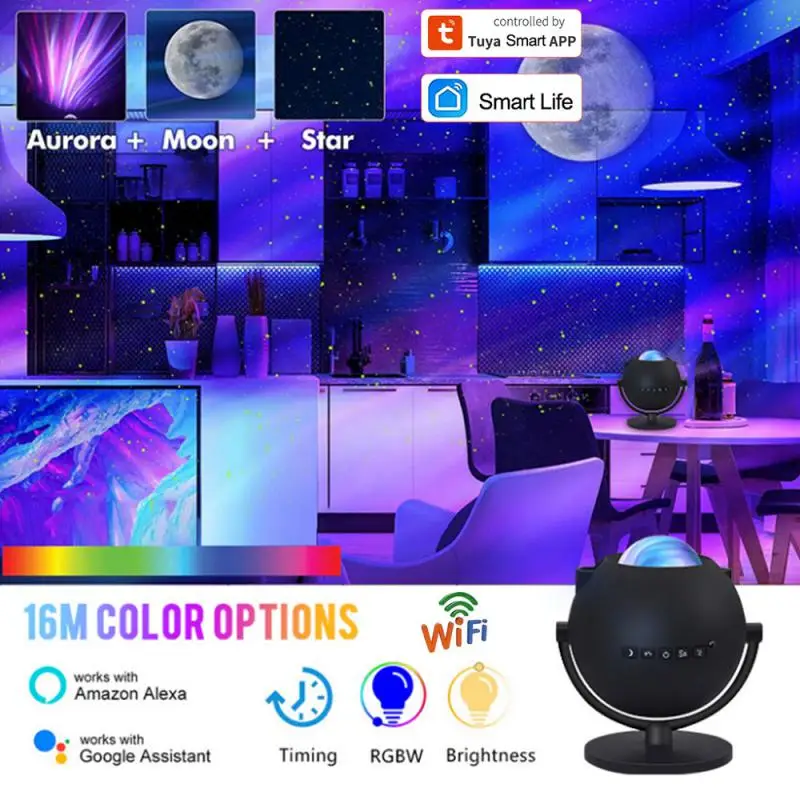 

CoRui Tuya WiFi Smart Projector Aurora Galaxy Laser Star Projector Party Light Music Speaker Smart Life App Alexa Google Home