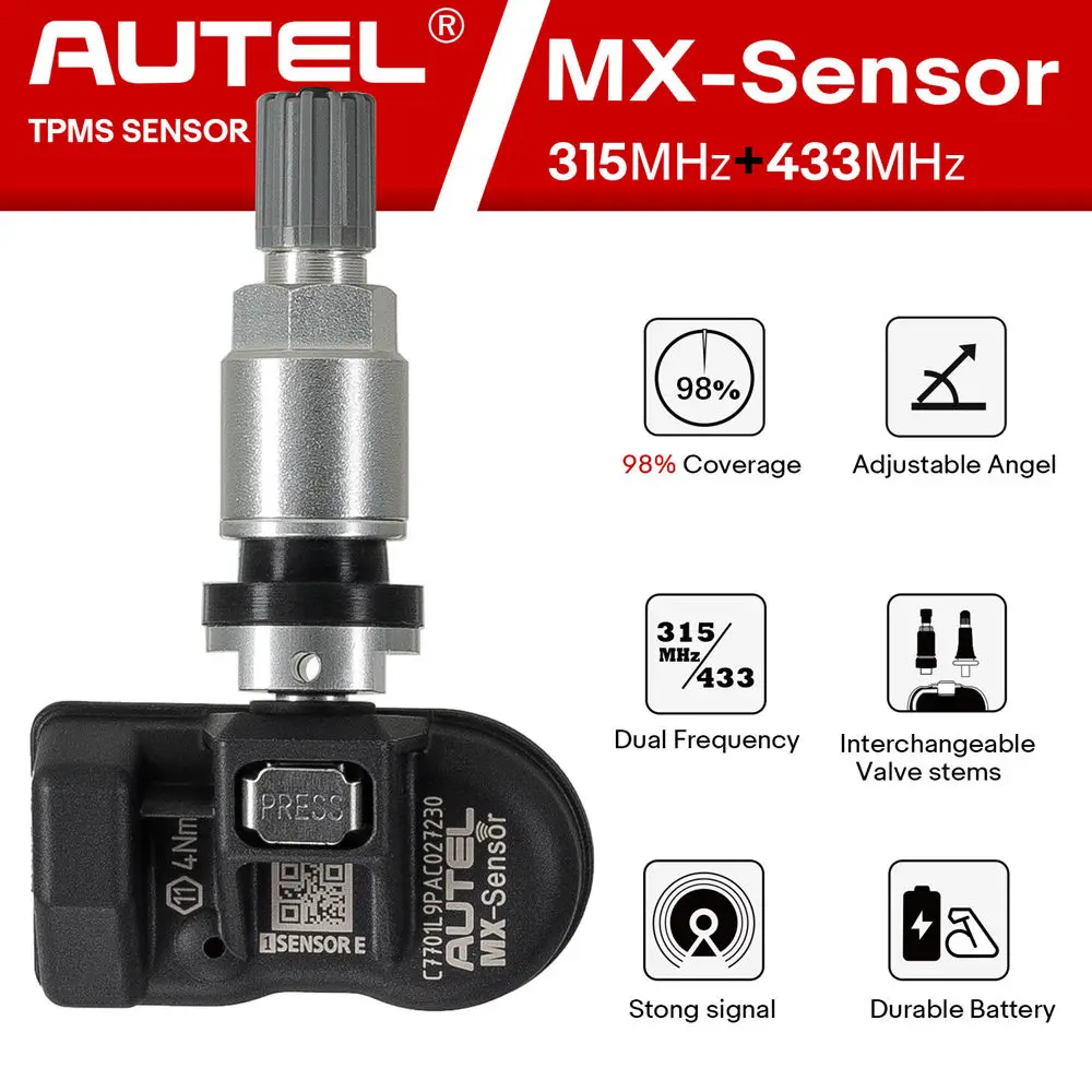 Autel MX-Sensor 315MHz+433MHz 2 in 1 Universal Programmable TPMS Sensor ...