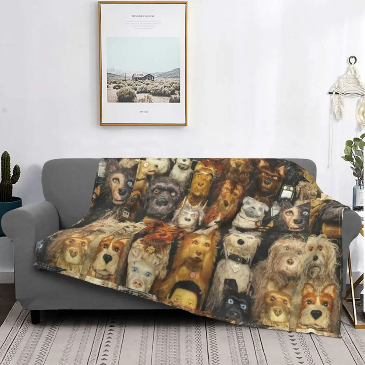 

Dog Blankets Fleece Spring Autumn Isle of Dogs Movie Wes Anderson Stop Motion Lightweight Throw Blankets for Home Travel Quilt