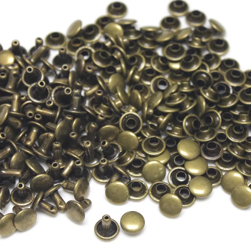 100 Sets of Double Cap Metal Rivets for Leather Craft and Accessories