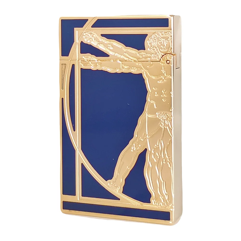 Special Gas Lighter Lacquer Engraved Da Vinci Pattern Smoking Cigarette Accessory Man Gift Collections