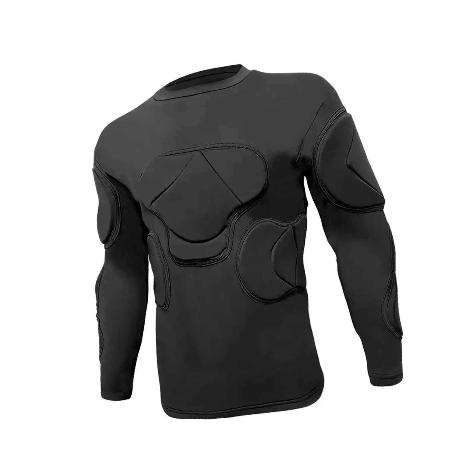 Goal Keeper Top, Goalie Training Suit, Black Chest Arm Foam Padded, Football Protective Gear,Men Soccer Jersey for Basketball