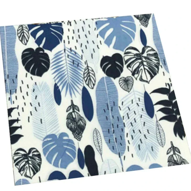 10/20pcs/Bag Colourful Printed Napkins Blue Leaves Creative Square Folding Facial Napkins Restaurant Party Baking Mouthcloths