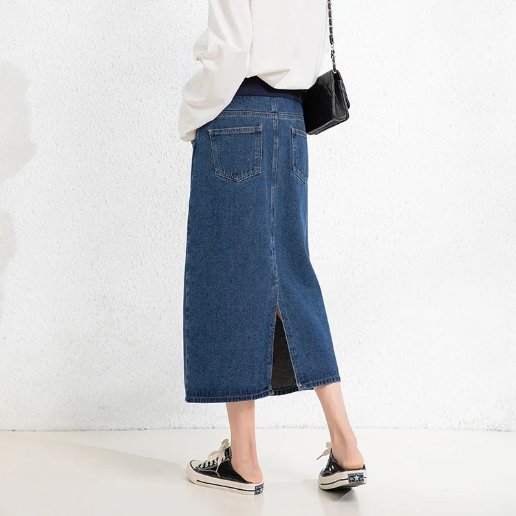Maternity Dress Skirt for Pregnant Women Slimming Loose Straight Bellysupporting Denim Hip