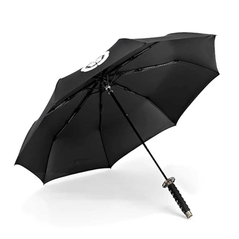 Japanese Short Katana Umbrella Men Creative Three Folding Umbrella Parasol Luxury Black Sunny Rain Umbrellas Nice Gift for Men