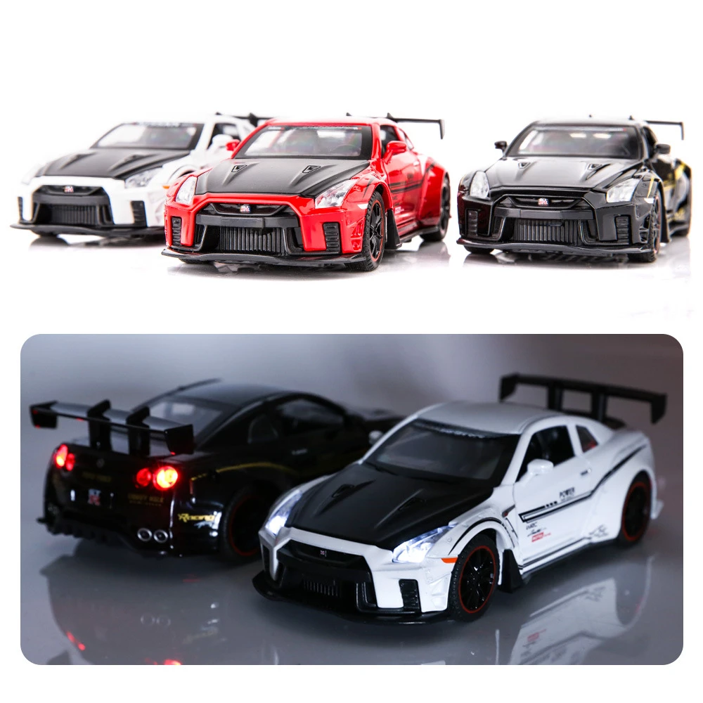 1/32 1/24 GTR R35 Racing Car Model Toy Alloy Diecast & Toy Vehicles Children Kids Toys Car with Sound and Light for Boys Gifts 2