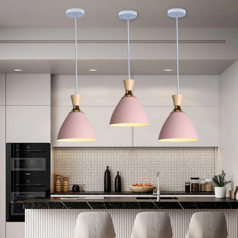 Lampade a sospensione nordiche lampadario moderno LED E27 plafoniere minimaliste lampada a sospensione Luxury Creative Cafe Single Head Bar Pink