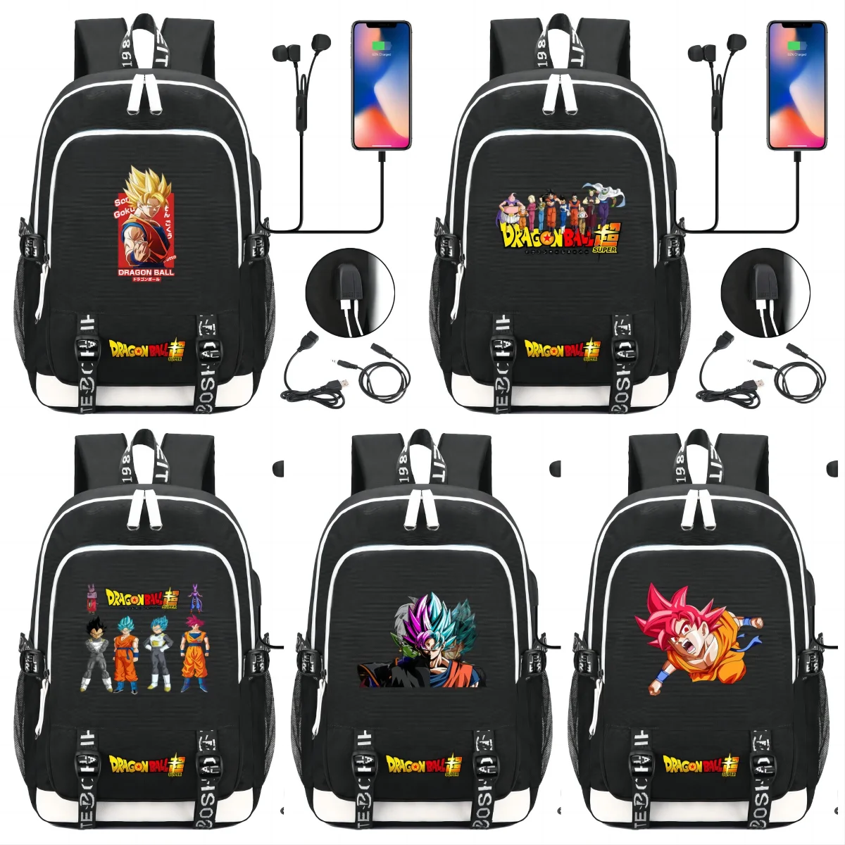 

Backpacks Dragon Ball Goku USB Charge Travel Teens Boys School Students Bag Men Fashion School Casual Laptop Mochilas Gifts