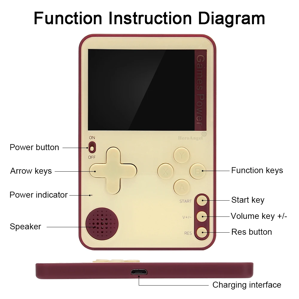 K10 Ultra-thin Handheld Game Console 2.4inch Color Screen Handheld Game Console with 500 Retro Games 400mAh Rechargeable Battery