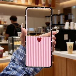 Korean Cute Heart Fresh Phone Case - Pink Blue Striped Clear Cover - Samsung ZFlip 3 (Style 1)