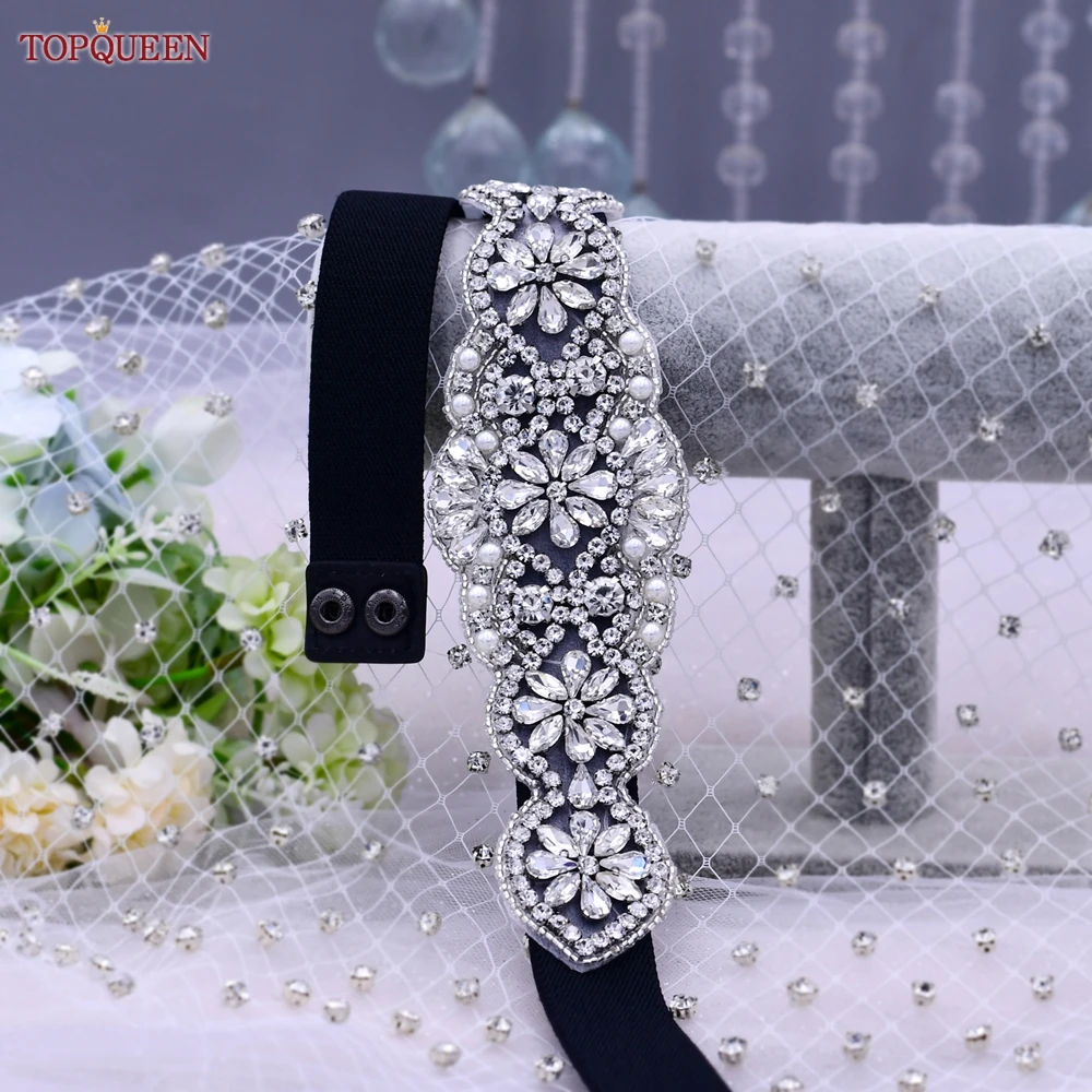 

TOPQUEEN Vintage Elastic Belt Full Rhinestone Women Corset Belt Black Sweater Jacket Waist Decoration Formal Dress Waistband S94