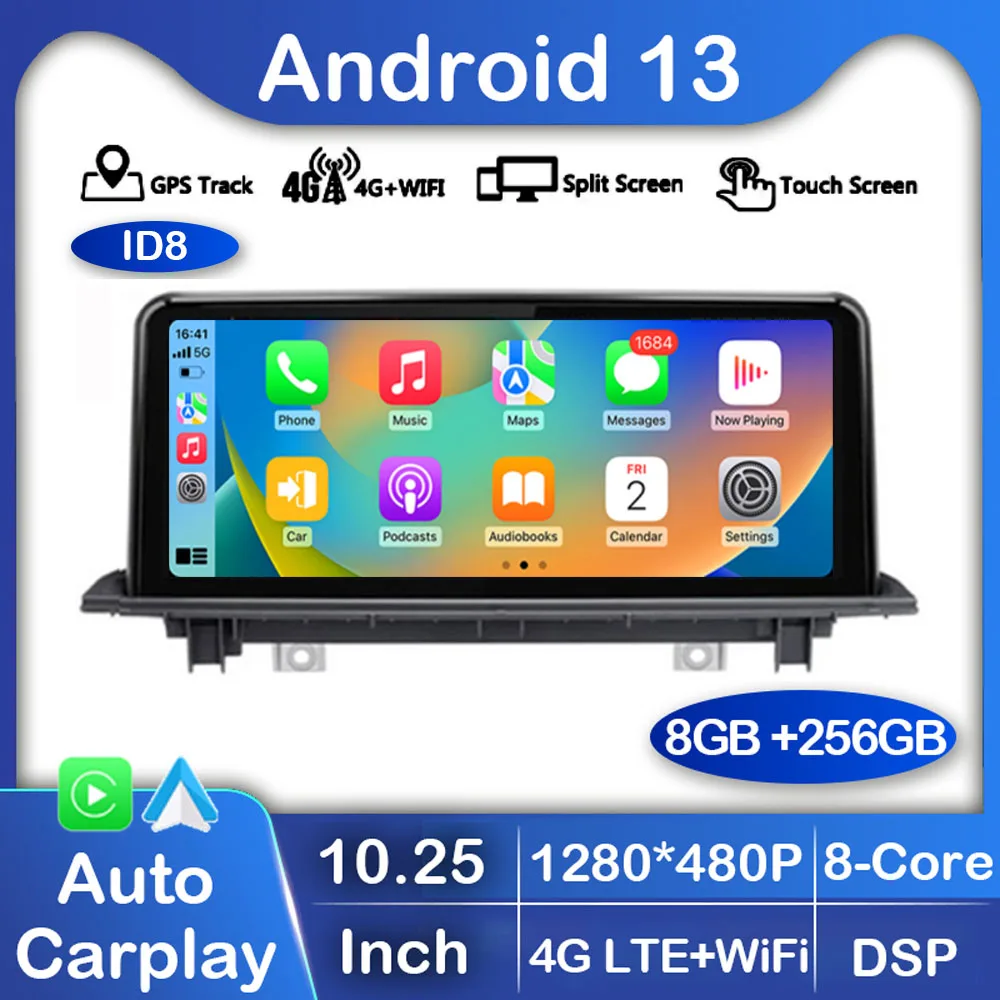 

10.25 Inch Android 13 ID8 Car Radio For BMW X1 F48 X2 F49 2016- 2017 NBT & 2018 - 2020 EVO Multimedia Player GPS Stereo WIFI+4G