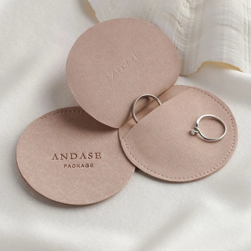 50pcs Round Microfiber Jewelry Pouch Personalized Jewelry Bags with Custom Logo Round Envelope Bag Jewelry Packaging Pouch