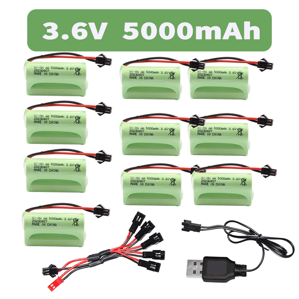 T Modello 3.6V 5000Mah Nimh Batteria Con Set Di Caricabatterie Per Rc Toy Car Tanks Treni Robot Boat Gun Ni-Mh Aa 3.6V Batteria Ricaricabile