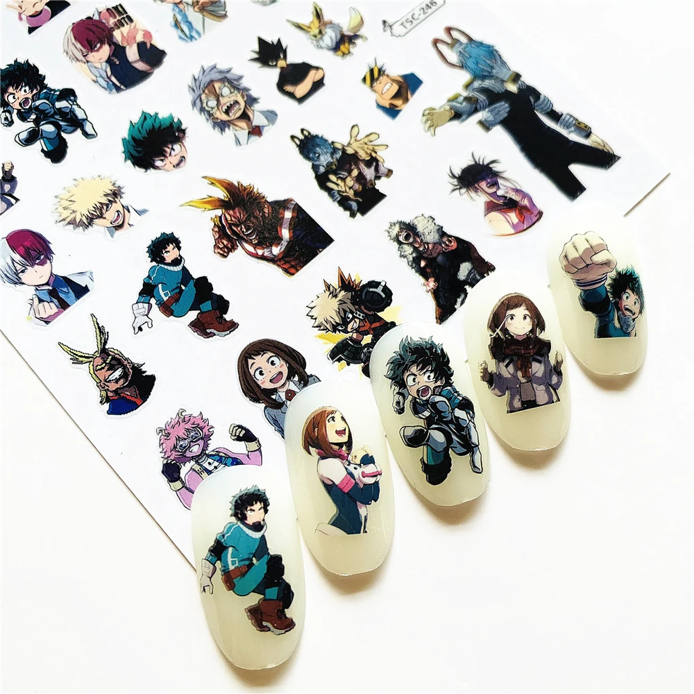 Newest TSC series TSC-188 My hero academia 3d nail art sticker nail decal stamping export japan designs rhinestones