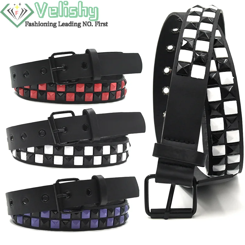 Purple Rivet Punk Belt - Y2K Hip Hop Fashion Accessory