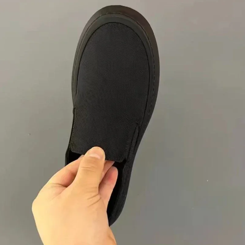Flat Men's Shoes Slip-on Walking Shoes for Men New Canvas Loafers Outdoor Low Top Black Shoes Breathable Male Footwear Size 45 4