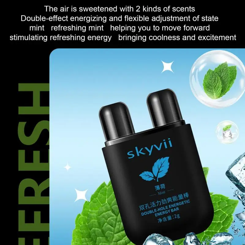 Nasal Inhaler Stick Bar With Refreshing Sensation Double-Hole Energizing Aromatherapy Nasal Stick For Refreshing