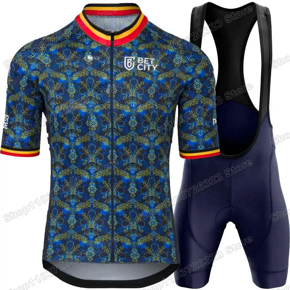 2025 Belgium Wout van Aert Cycling Jersey Set France Tour Renaissance Cycling Clothing Men Road Bike Shirts Suit Bib Shorts 3