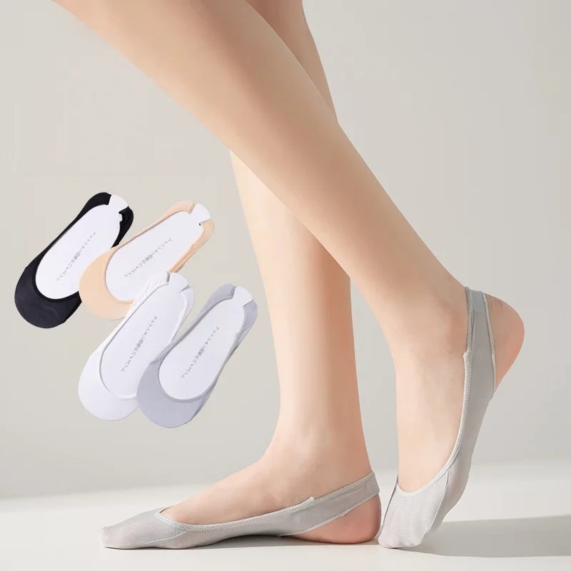 Woman socks 1/3/5 Pairs Icy Silk No-Show Summer Silicone Grip Sandal Memory Foam Cushion Ultra Low Cut Invisible