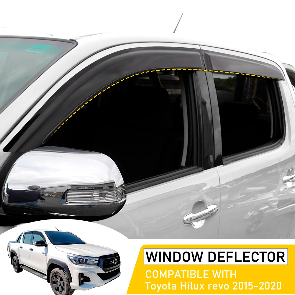 Luxury Tinted Window Visors / Weather Shields For Toyota Hilux 2015-2022 Dual Cab