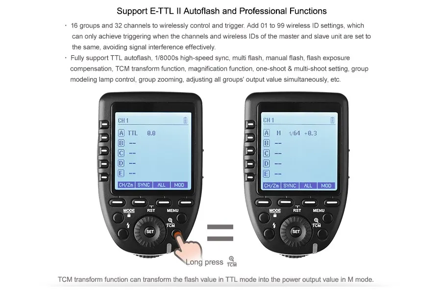 Godox XPro-C Flash Trigger Transmitter with E-TTL II 2.4G Wireless X System HSS