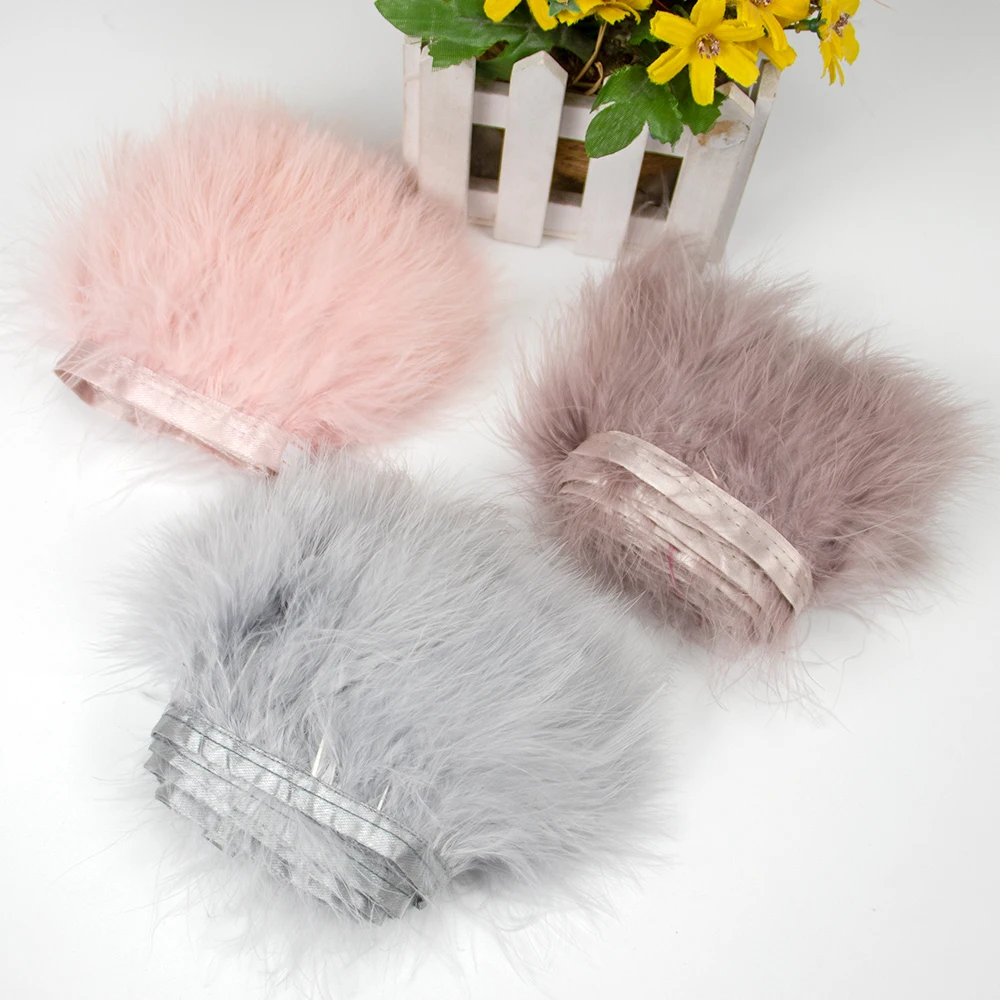 Craft Feathers 1Meter Marabou Feathers Fringe Trim 8-10CM for Needlework Handicrafts Feather Dress Accessories