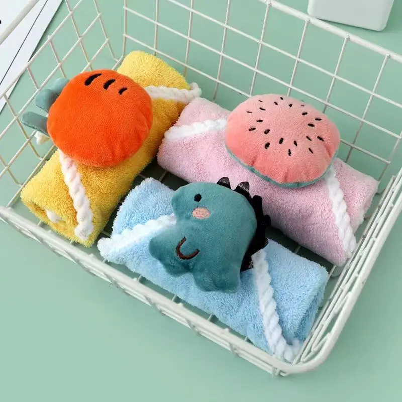 Description Picture 5 of itemCoral Fleece Hangable Thicken Towel CartoonTowel Cute Absorbent Hand Towels Cleaning Cloth Rag Handkerchief
