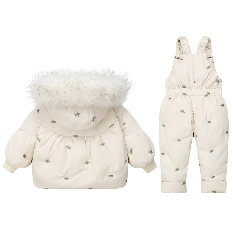 Girls Coat Winter Children`s Clothing Set 2Pcs Girl Down Jacket Snowsuit Overalls For Kids Toddler 1-4Y