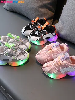 2022 autumn Children Mesh Breathable Casual Glowing Shoes for Kid Sneakers Boys Baby with Luminous Sole Baby Toddler Shoes 2