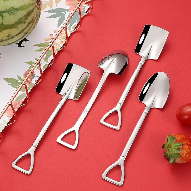 Stainless steel Spoons Vintage square head spoon ice cream spoons  Dinnerware LT392