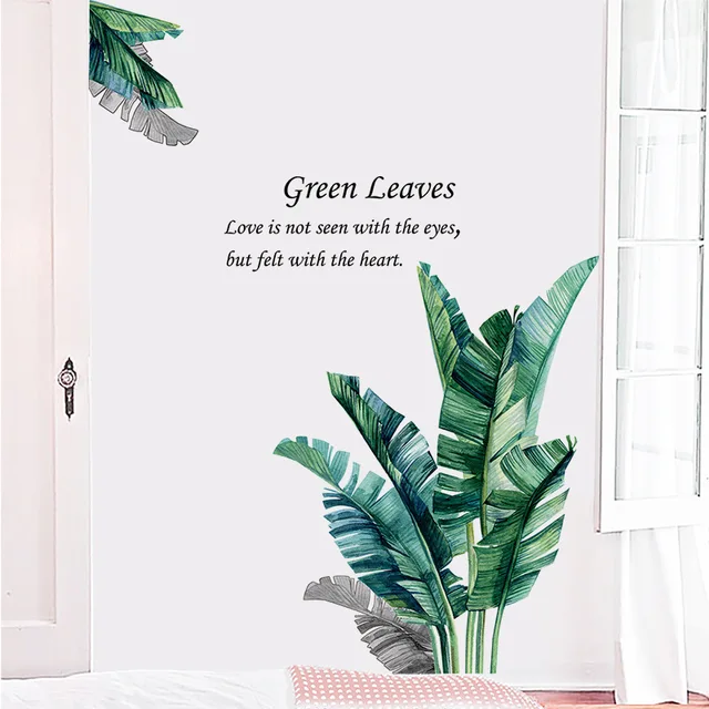 Removable Tropical Leaves Flowers Bird Wall Stickers Bedroom Living Room Decoration Mural Decals Plants Wall Paper Home Decor 10
