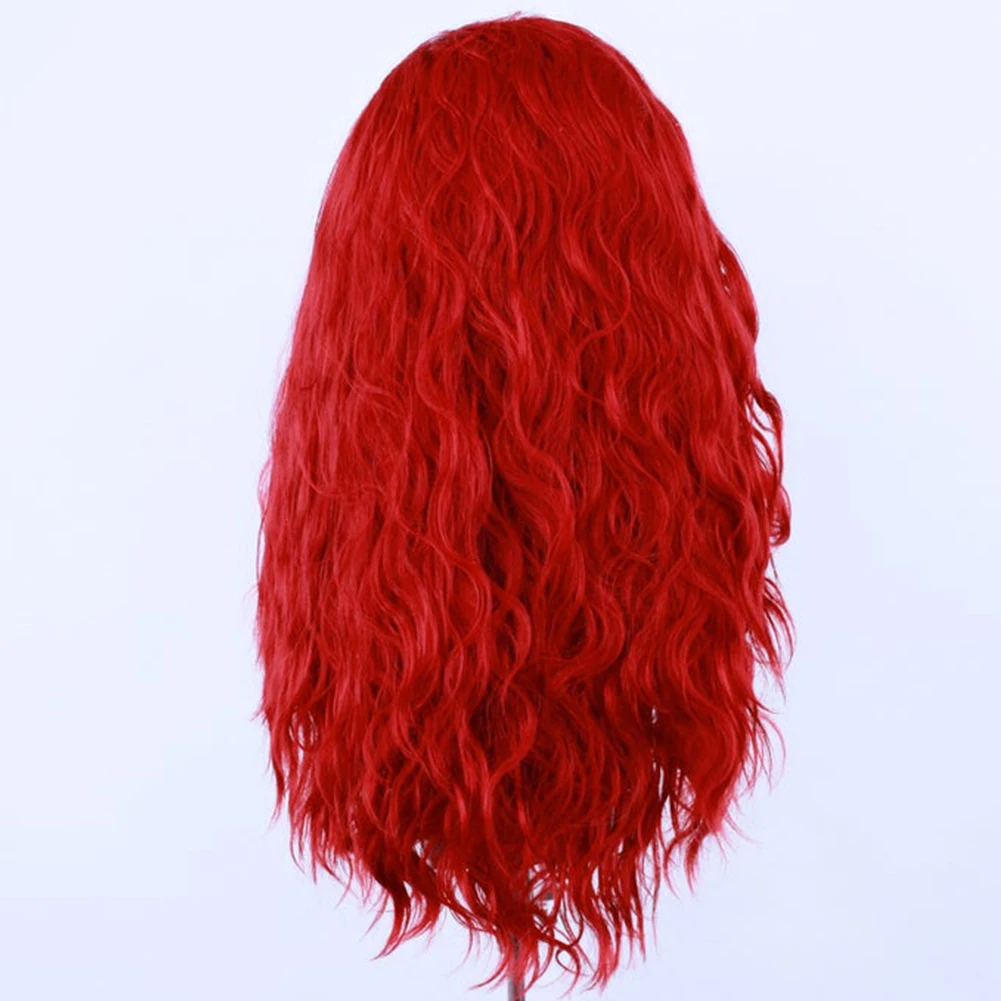 AMY Red Synthetic Lace Front Wigs for Women Water Wave Lace Wig Free Part Cosplay Wigs Natural Hairline Party Hair Frontal Wig 4