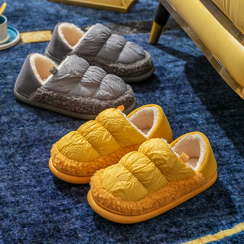 

Women Bread Shoes Fashion Waterproof Winter Indoor Plush Warm Comfortable Couple Cotton Slippers Men Casual Trend Zapatos