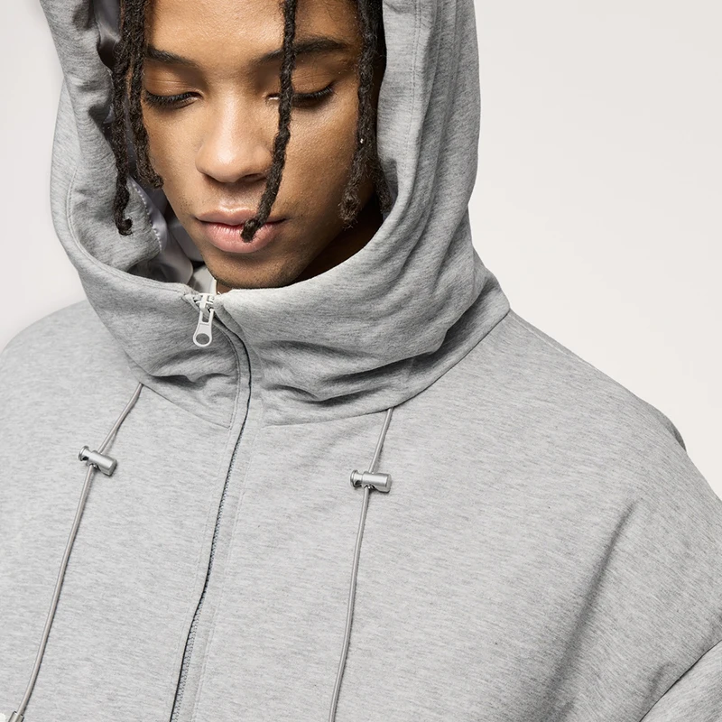 Men's Functional Knitted Fabric Silhouette Down Jacket Autumn Winter New Product 90% White Duck Down Solid Color Hooded 6403W24
