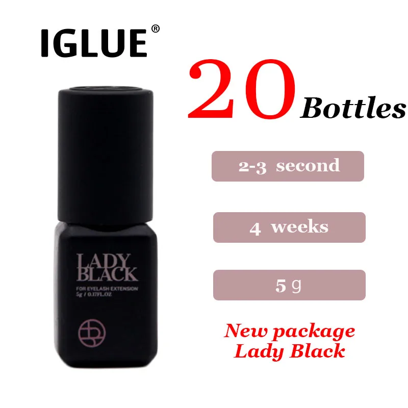 

20 Bottles Lady Black False Eyelash Glue 5g Lash Extension Supplies Fast Drying Professional Security Makeup Tools New Package