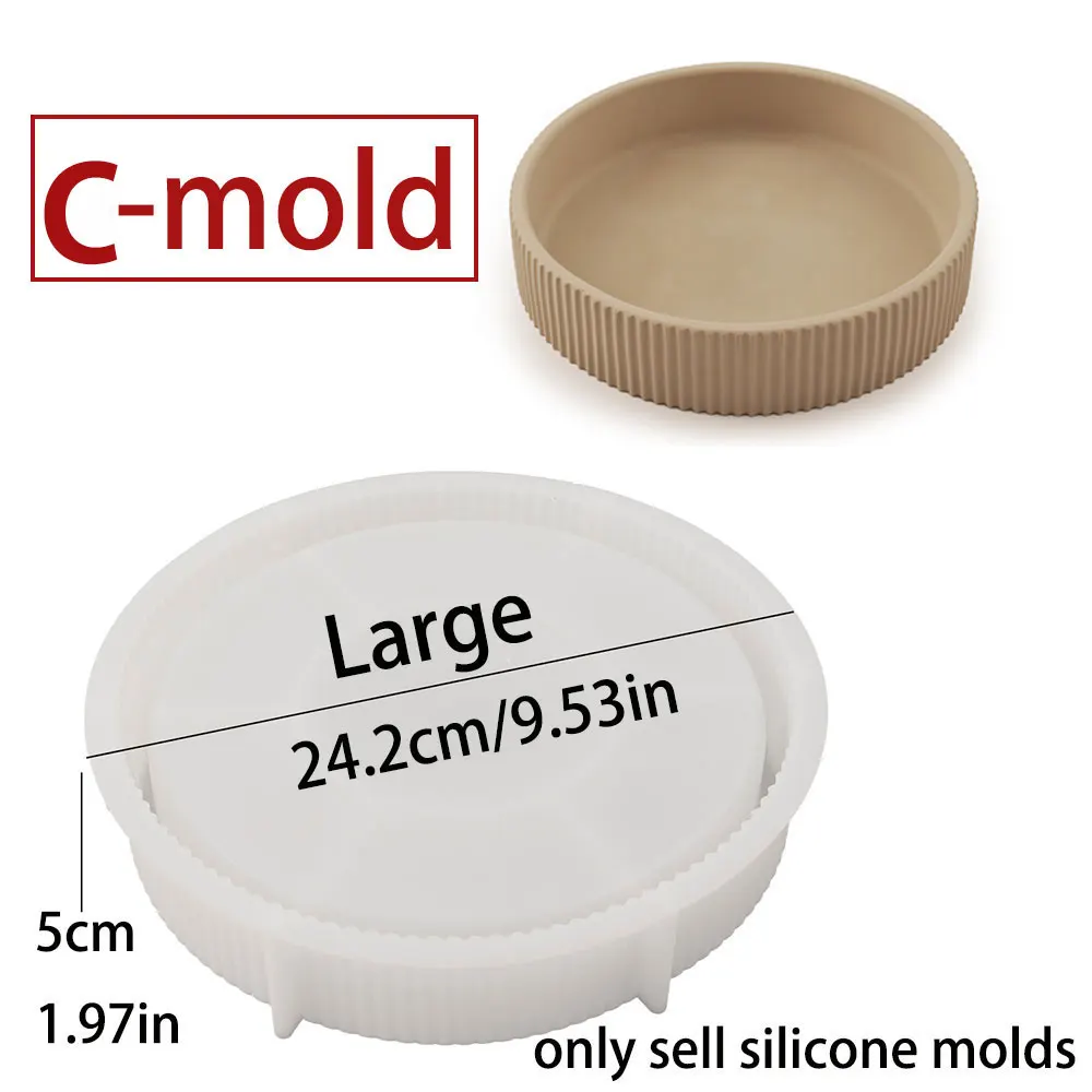 Large Capacity Striped Concrete Vessel Silicone Mold