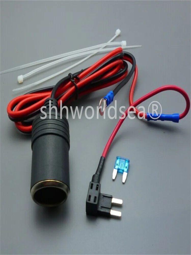 Shhworldsea 1m 1.5mm2 cigarro do carro isqueiro plug 12v 24v extensão automática para mini fusível titular da torneira titular chumbo