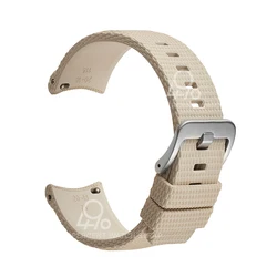 Premium Curved End Rubber Watch Strap - Durable FKM Military Band - 21mm (Beige)