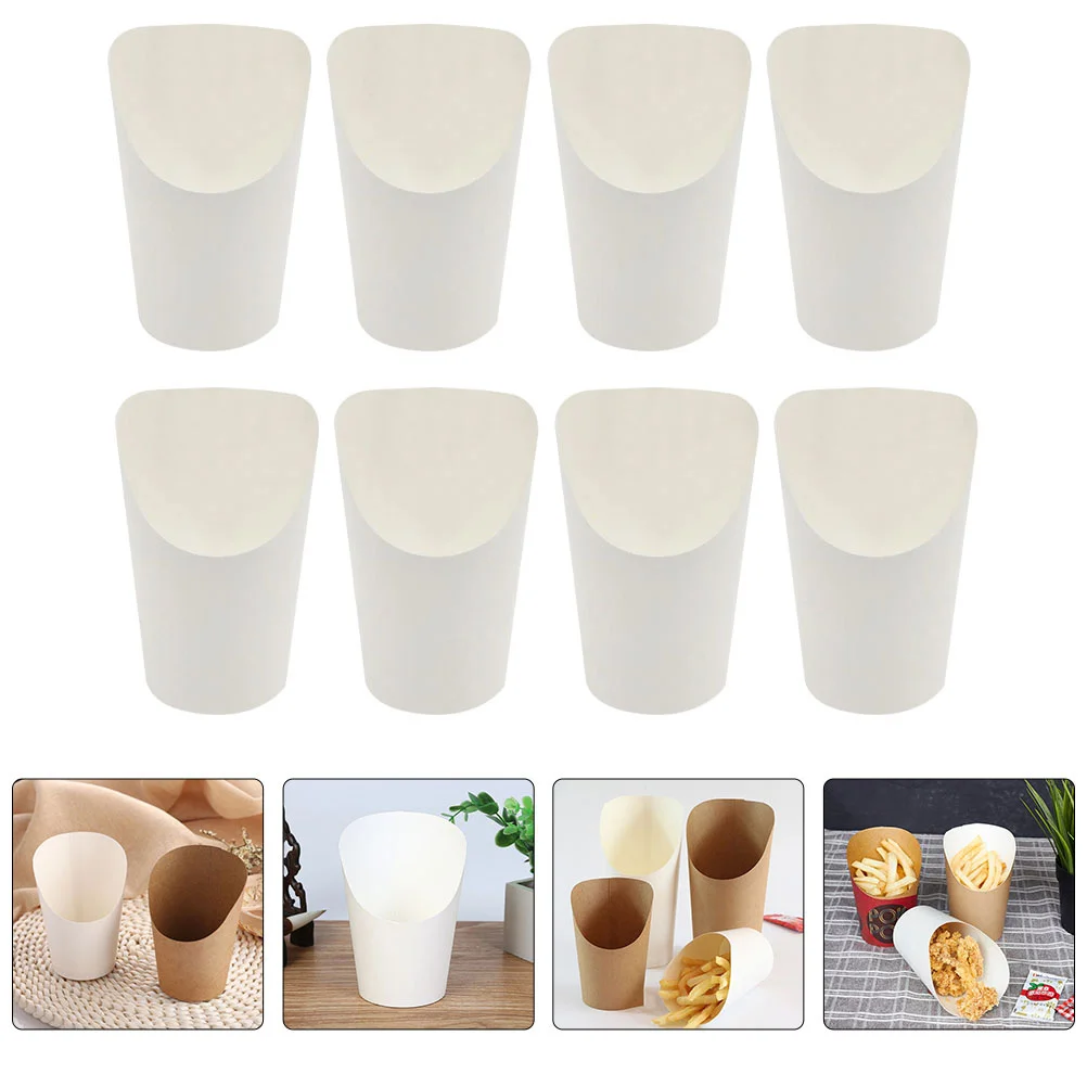 50 Pcs Chip Cup Kraft Paper Oblique Fries French Portable Mug Takeaway Cups Bowl