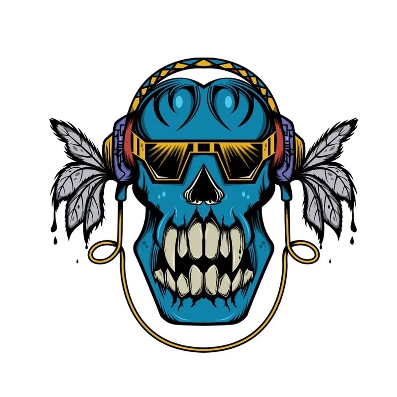 

Y141# Car Sticker Skull with Headphones Waterproof Vinyl Decal Car Accessories Pegatinas Para Coche DIY Car Styling