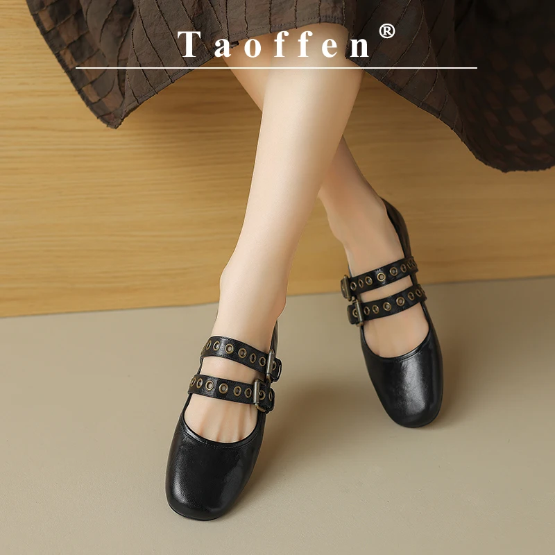 

Женские повседневные туфли-лодочки Taoffen, однотонные офисные туфли мэри джейн на низком каблуке с круглым носком и ремешком с пряжкой