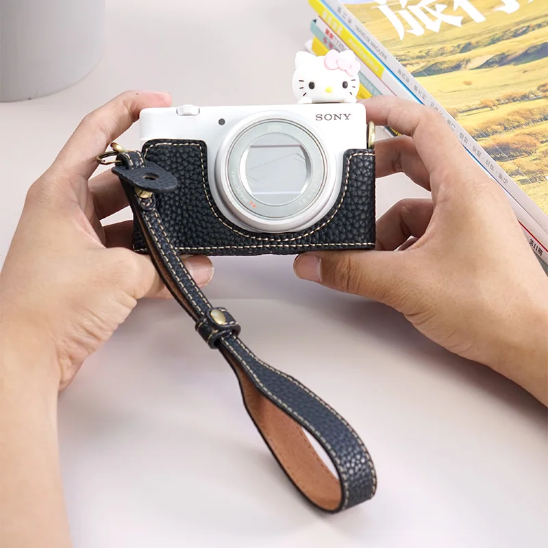 Фото Наполовину Фотографическая фотография для Sony ZV1F ZV1M2 Защитная сумка для камеры открывающаяся снизу искусственная кожа с наплечным ремешком на запястье №5