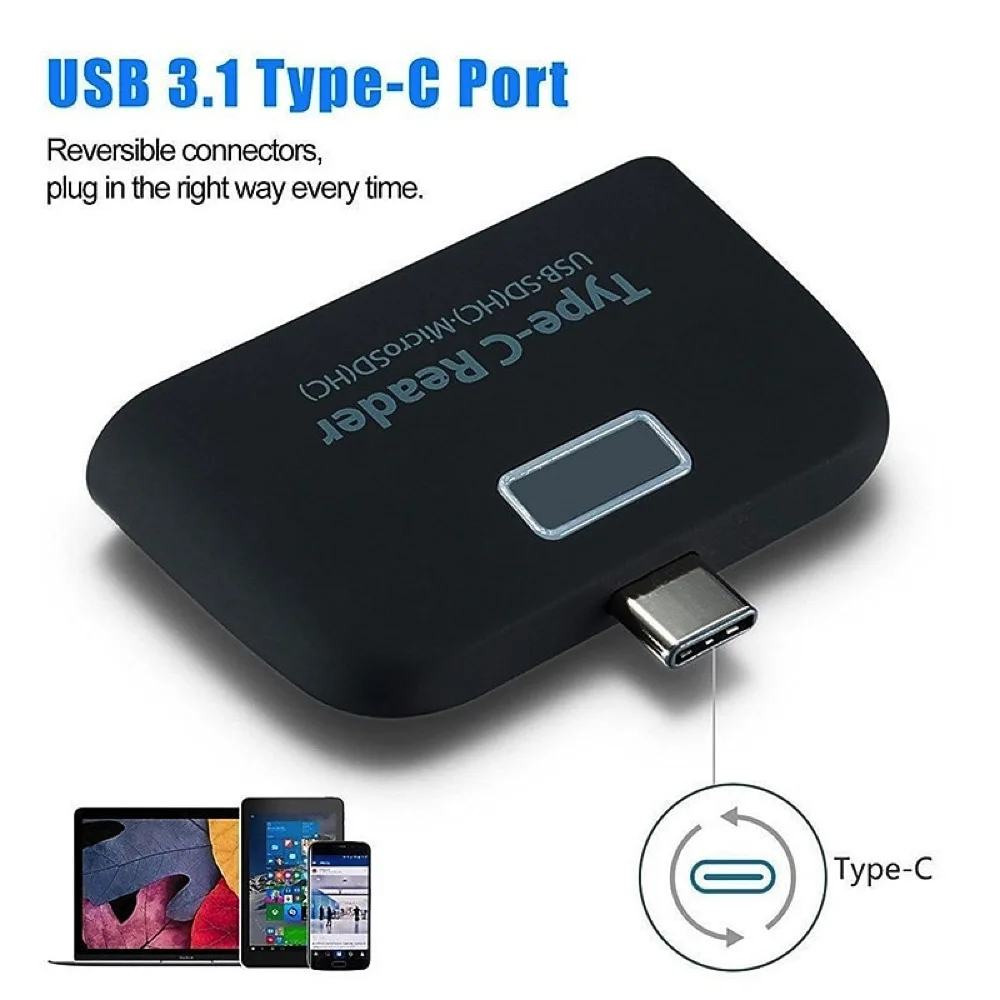 카드 리더기 스마트 4 In 1 노트북 PC 내구성 전화 TF 마이크로 USB 충전 포트가 있는 마이크로 SD USB 3.1 범용 유형 C 어댑터 OTG