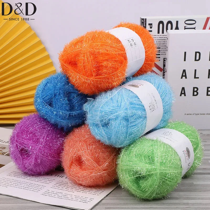 50g 100M/roll Shiny Dishcloths Yarn 100% Polyester Glass Silk Pastel Scrubby Yarn for Crocheting Weaving Handmade Craft