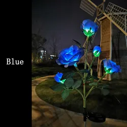 Decorative Solar Garden Rose Flower Lawn Lamp (Blue)