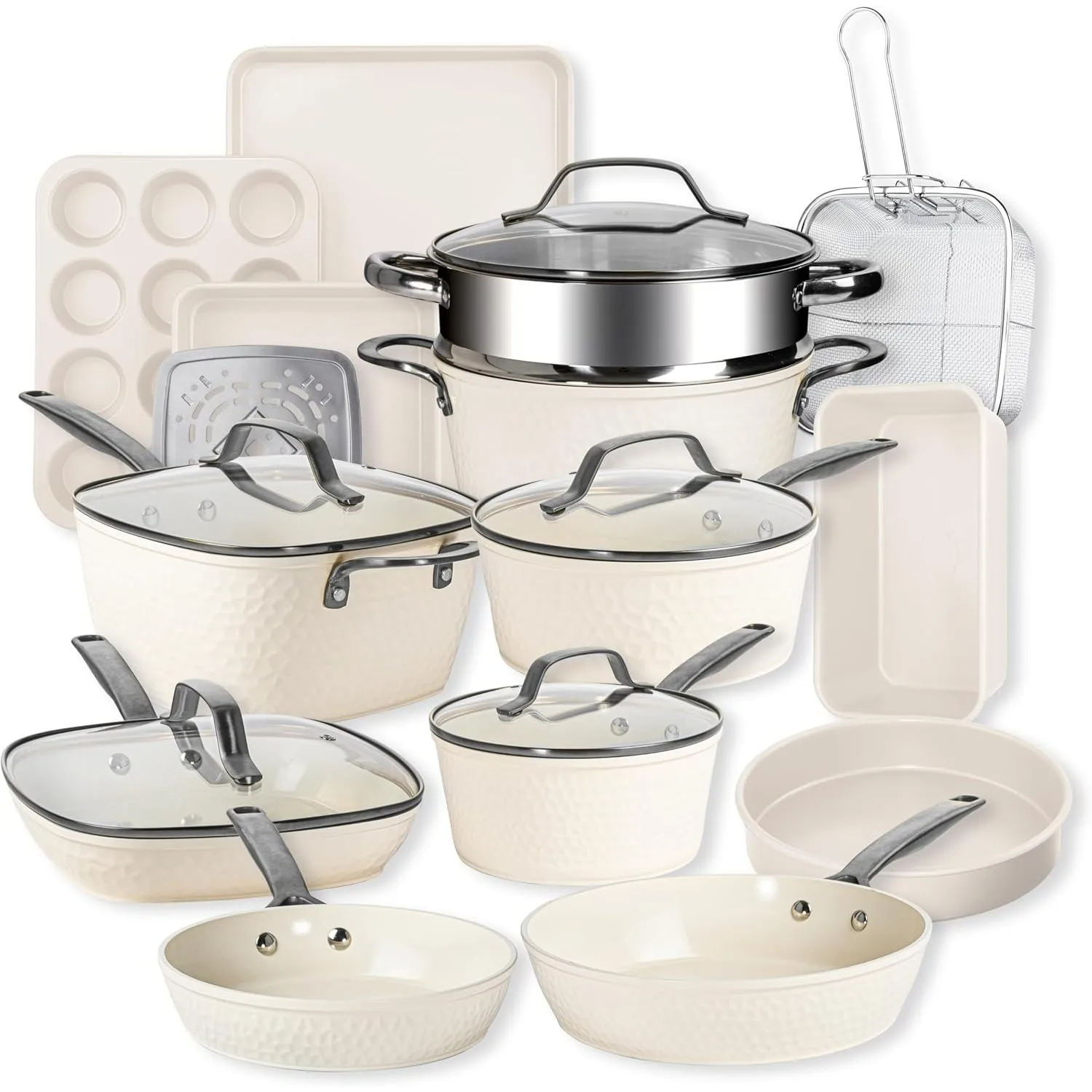 20-Piece Hammered Ceramic Cookware Set 1