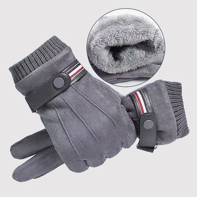 Men's Winter Cycling Gloves - Warm, Windproof, Touchscreen-Compatible Suede