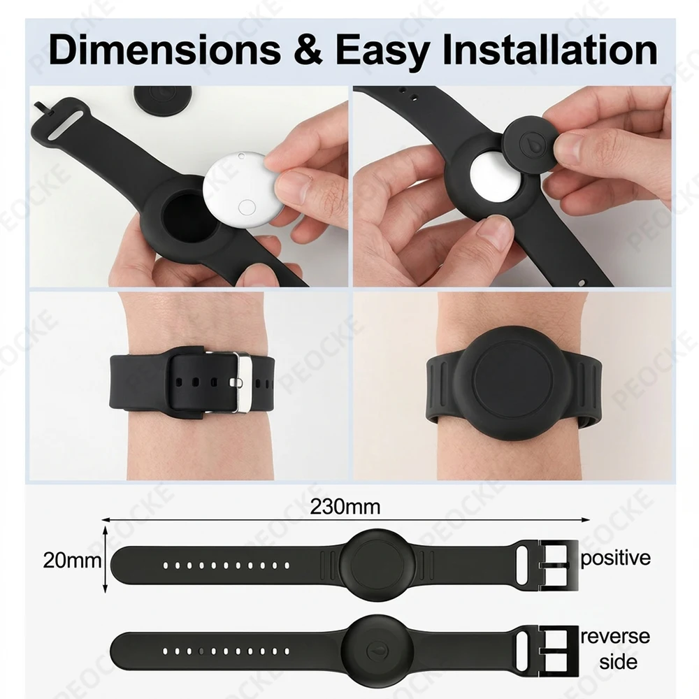 Smart Location Tag with Adjustable Silicone Wristband - Anti-Lost GPS and Bluetooth Tracker